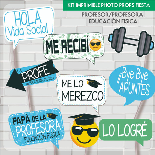 Imprimible Photoprops Graduacion Profesor/a Educación Física 1
