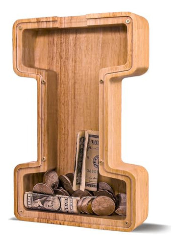 Alcancia De Madera Y Acrilico 23cm Letra I 0