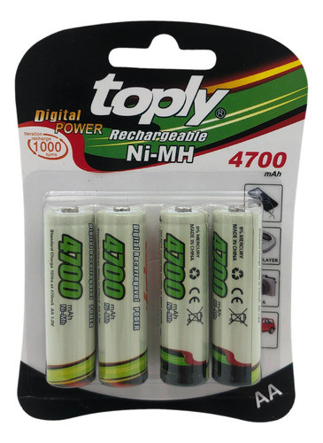 Pilha Recarregavel Aa 4700mah Cartela Com 4 Unidade 0