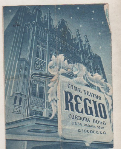 Antiguo Programa Cine Teatro * Regio  * Año 1949 0