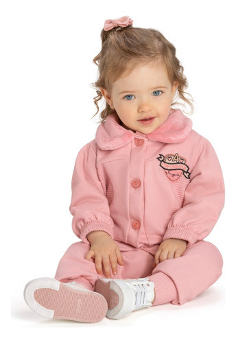 Conjunto Bebê Feminino Moletom Felpado E Pelo Caress Angerô 0