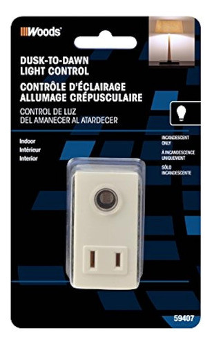 Sensor De Control De Luz Interior Woods 59407wd Con Fotocélu 1