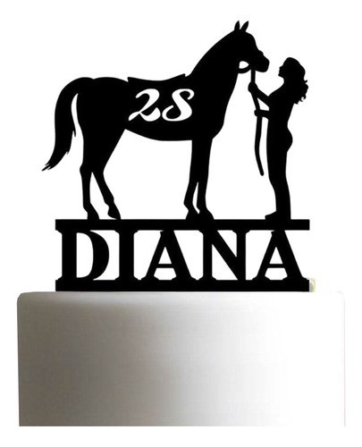 Cake Topper Adorno Torta Cumple Caballo Mujer Personalizado 0