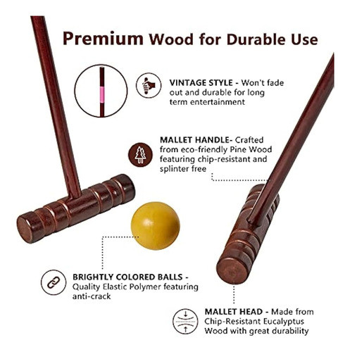 ~? Speedarmis Juego De Croquet De Lujo Para 8 Jugadores Con 1