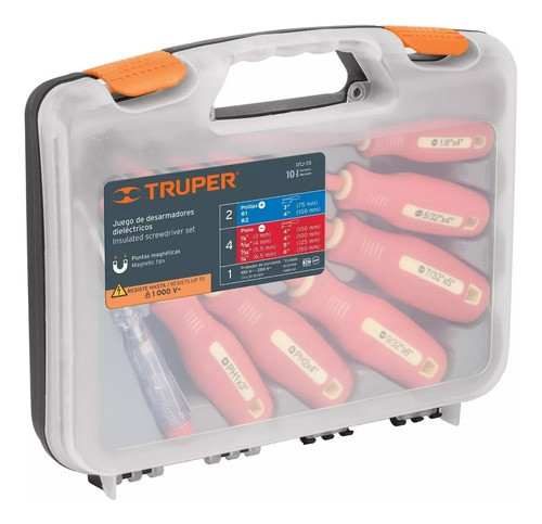 Kit Juego 6 Destornilladores Electricista 1000v Truper  Lnf 0