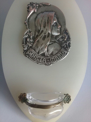 Imagen Religiosa Santa María En Mármol Plateada Con Depósito 1