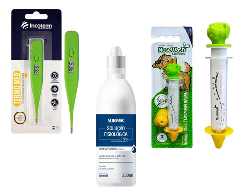 Kit Seringa Lavagem Nasal Termômetro E Soro 0