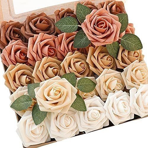 Rosas Artificiales C/tallo Realistas X25u/7.6cm/ Mix Natural 0