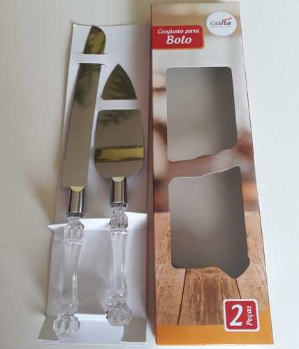 Kit Bolo 2 Peças Cabo Acrilico Lamina Serra Em Aço Inox 1