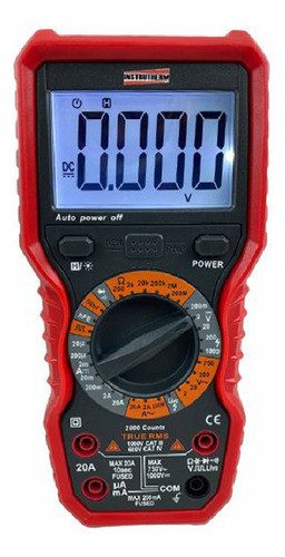 Multímetro Cat Iv True Rms 1000v 20a 200mohms 100mf 5000hz 0