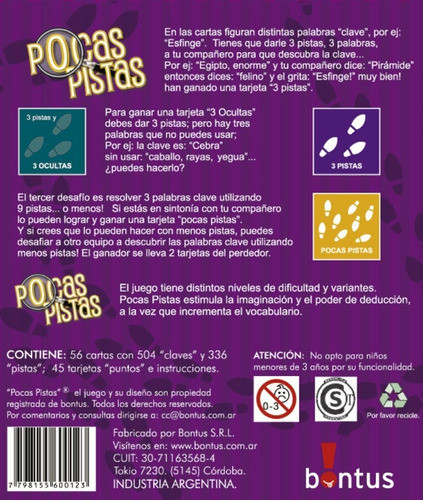Pocas Pistas Juego De Mesa Edicion Viaje Original Bontus 1