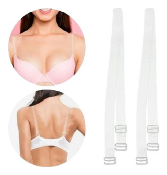 Par Breteles Silicona 11mm Gancho Plastico Transparente X10 0