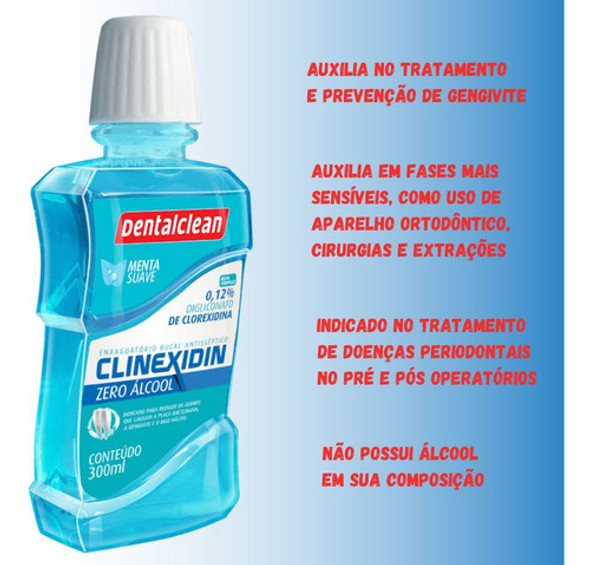 Antisséptico Bucal Clinexidin Zero Álcool 300ml Dentalclean 1 Antisséptico Bucal Clinexidin Zero Álcool 300ml Dentalclean 1