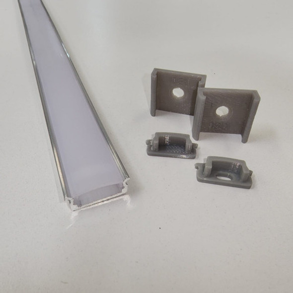 Perfil De Aluminio Plano Para Led X 1 Mt C/cobertor Plast. 1