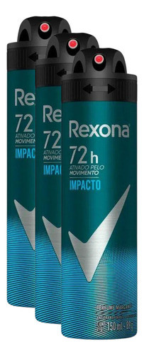 Kit 3 Desodorante Rexona Men Impacto 72h 150ml 0