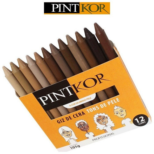 Giz De Cera Prof Pintkor 12 Tons Pele 10 Unidades 1