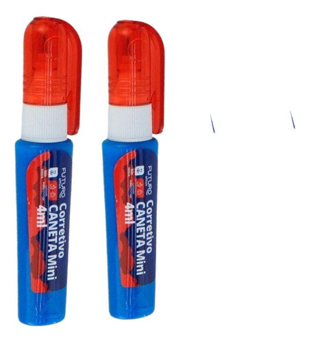 Kit 2 Canetas Corretiva Secagem Rápida 4ml Escolar Durável 1