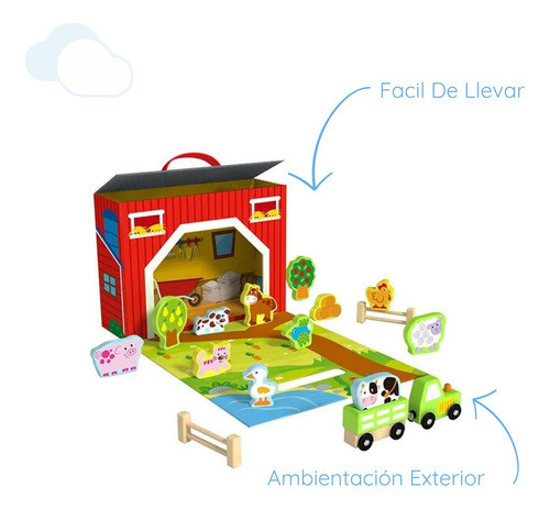 Juego De Granja Maletín Valija De Madera Didáctico 1