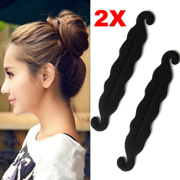 2pcs Esponja Clip Pelo Espuma Dona Bun Rizador Maker Anillo 1