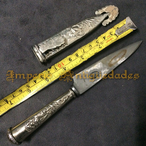 Hermoso Cuchillo Facon Hoja  En Alpaca 1970 Hoja Ju - Ca 1