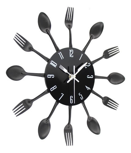 Timelike Reloj Pared Cocina 3d Cuchara / Tenedor Negro 1