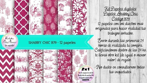 Papeles Digitales Shabby Chic Vintage Ciruela Y Blanco B79 1