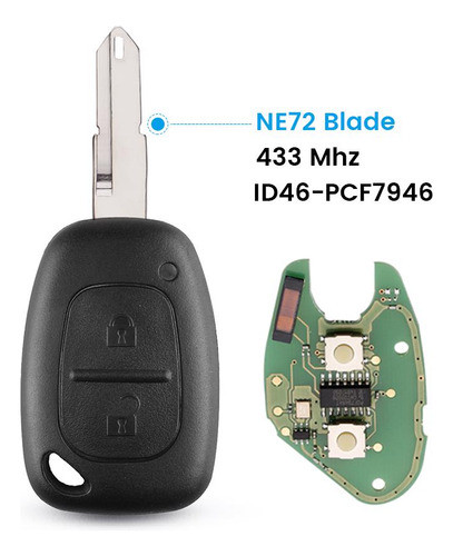 Telemando + Llave 2 Botones 433mhz Pcf 7946 Ne72 1