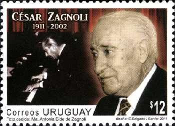 Cesar Zagnoli En Un Sello De Uruguay - Lámina 45x30 Cm. 0