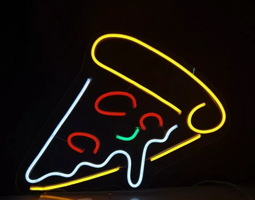 Cartel Porción De Pizza Neon Led Acrilico Transparente 1