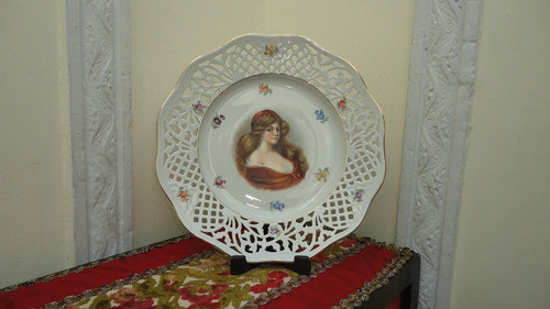 Plato Aleman Antiguo Porcelana Guarda Calada Divino Vealo 1