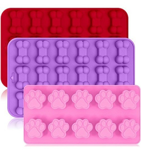 3 Paquetes De Silicona De Hielo Moldes Bandejas Con Perrito 0