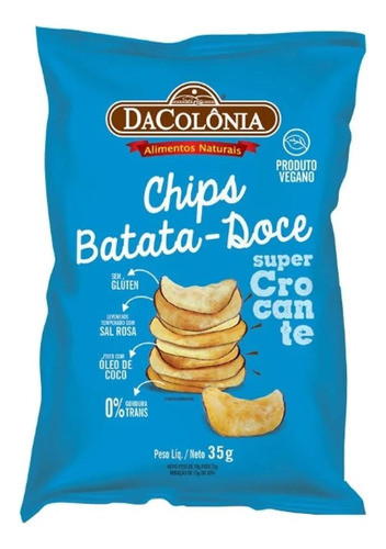 Chips Batatadoce Sem Glúten Feito Óleo De Coco Dacolônia 35g 0