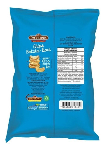 Chips Batatadoce Sem Glúten Feito Óleo De Coco Dacolônia 35g 1