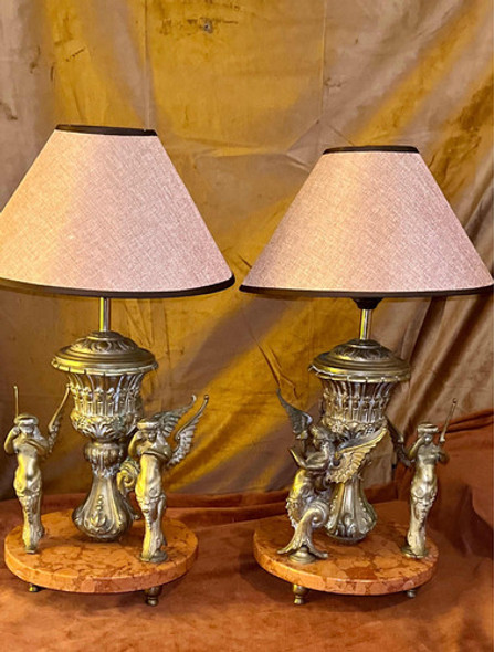 Lámparas Bronce Y Mármol Antiguas , 55cm, 2  Imágenes, Leer 0 Lámparas Bronce Y Mármol Antiguas , 55cm, 2  Imágenes, Leer 0