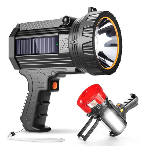 Yierblue Linterna De Foco Recargable Con Paneles Solares, 15 0