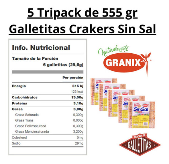 Pack X 3 Galletitas Granix Sin Sal X 555grs 1