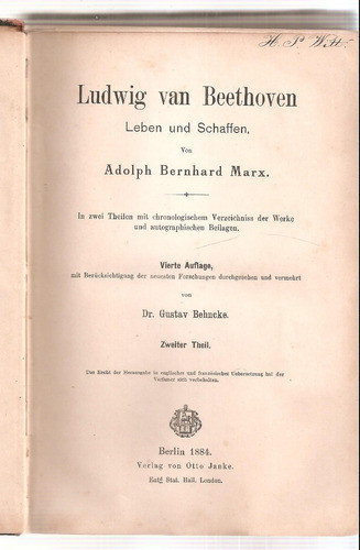 Ludwig Van Beethoven Marx Janke Berlin 1884 0