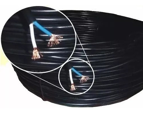 Cable Bajo Goma 2x1 Mm Negro 15 Mts + Fichas Alargue - Lnf 1