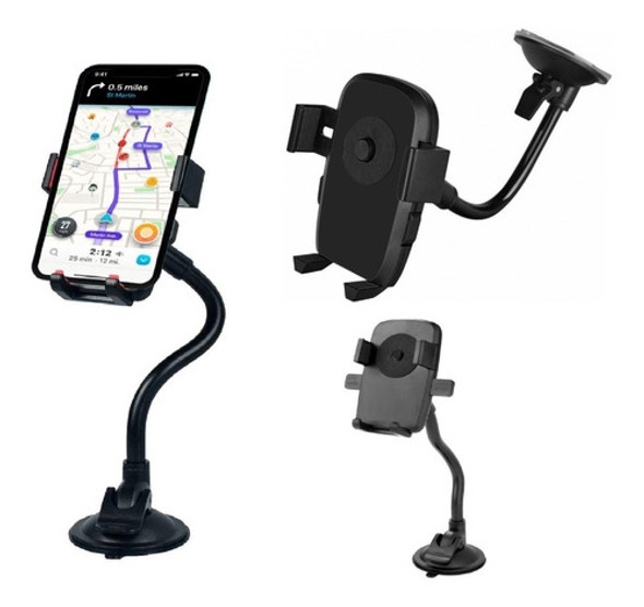 Suporte Trava Automática Haste Flexível Para Carro Ventosa 0