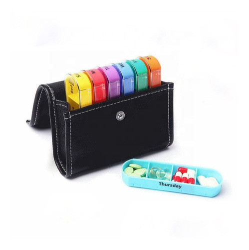 Pastillero Organizador Semanal C/ Funda De Cuerina Premium 1
