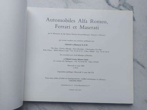 Automobiles Alfa Romeo, Ferrari Et Maserati. Ian 048 1
