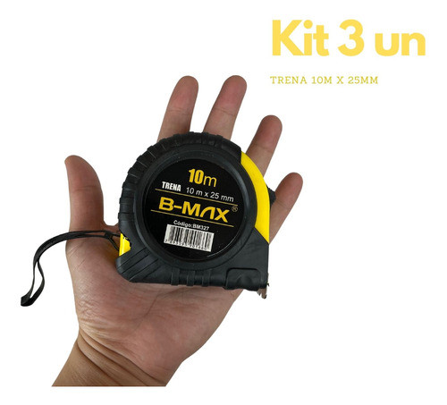 Kit 3 Trenas 10m X 25mm Emborrachada Aço Retrátil Pro C/nfe 1