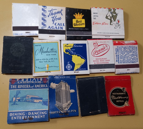 13 Antiguas Carteritas De Fosforos Publicidades Eeuu 1