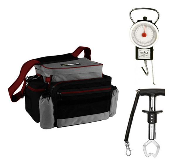 Combo Pesca Waterdog Bolso Grip Balanza Con Cinta Metrica 0