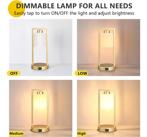 Easebri Gold & White Lámparas Set De 2, Lámpara De Mesa Táct 1