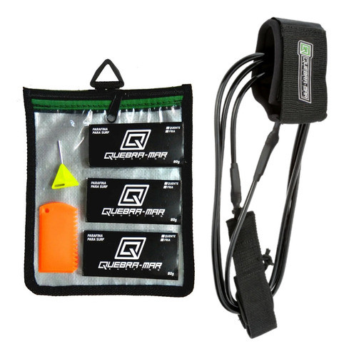 Leash Strep Longboard+ Kit 3 Parafinas Chave Raspador Estojo 0