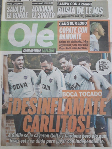 Diario Ole 14 Abril 2018 Tevez Pérez Gago 0