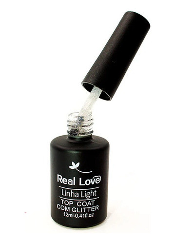 Top Coat Unha Gliters Prata Alto Brilho Real Love 12 Ml Unid 1