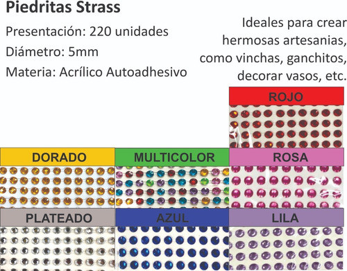 Piedritas Lilas Lila Strass Autoadhesivo X220 Manualidad 5mm 1