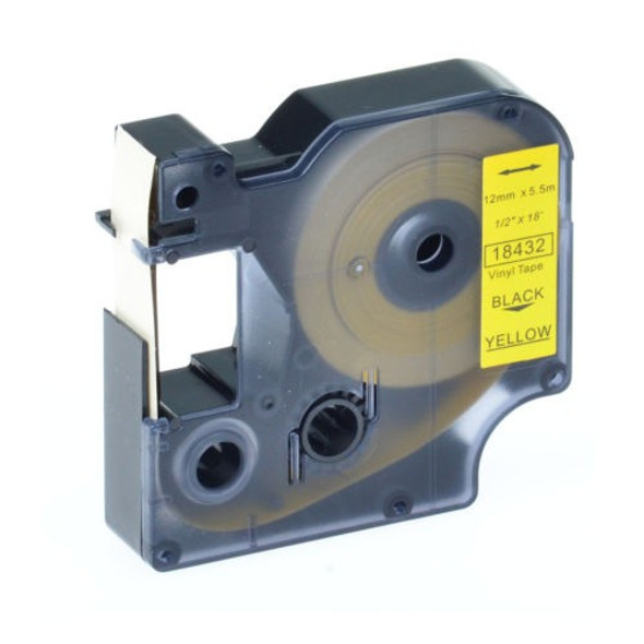 Negro En Vinilo Amarillo Etiqueta Cinta 18432 De Dymo Rhino 0